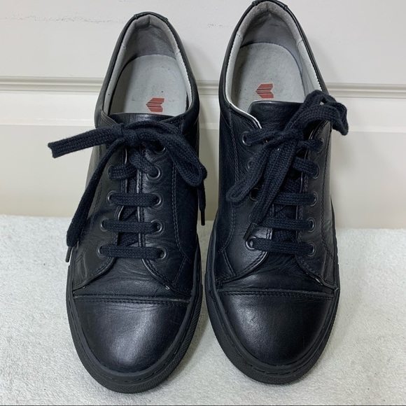 Maniqui Jeremy 7600 Black Leather Scolar Shoes Non Marking Sneakers Junior 7.5 - Picture 3 of 13